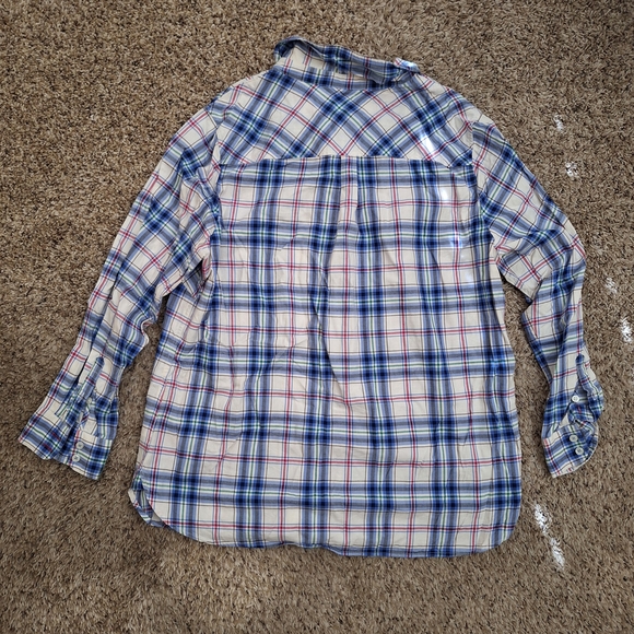 Talbots Shimmery Plaid Button-Up Shirt - Picture 2 of 6